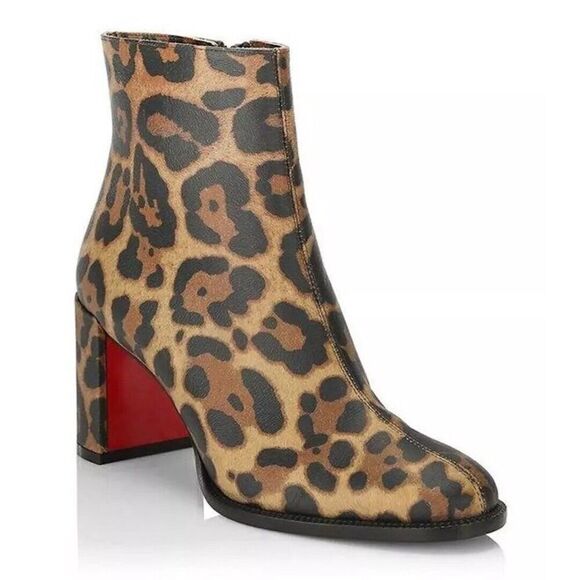 Christian Louboutin Shoes - Christian Louboutin Adoxa Leopard Ankle Boots Booties Brown 36